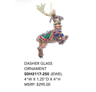 DASHER GLASS ORNAMENT