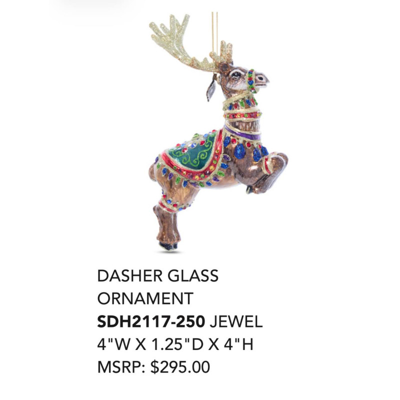 DASHER GLASS ORNAMENT
